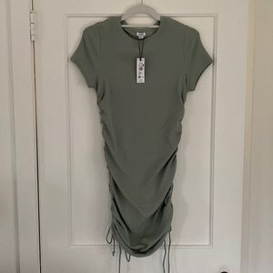 Garage Reina Ruched T-Shirt Dress- sage green - XL